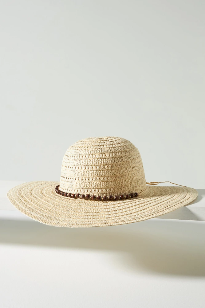 By Anthropologie Beaded Trim Floppy Hat