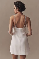 BHLDN Crystal-Strap Bow-Front Crepe Mini Dress