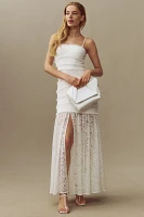 BHLDN Sleeveless Ruffle Lace Maxi Dress