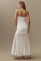 BHLDN Sleeveless Ruffle Lace Maxi Dress