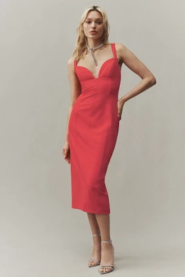 BHLDN Sage Sweetheart Stretch Crepe Midi Dress