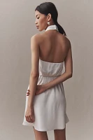 BHLDN Ruby Twist Halter Stretch Satin Mini Dress