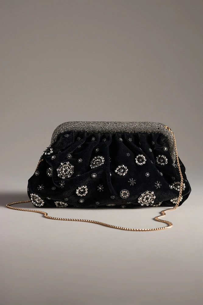 Studded Embellished Velvet Clutch