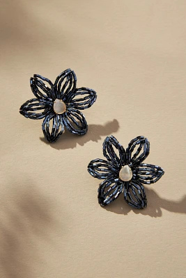 Small Beaded Floral Post Earrings