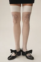 For Love & Lemons Bow-Printed Over-The-Knee Socks