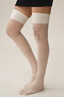 For Love & Lemons Bow-Printed Over-The-Knee Socks