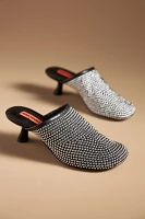 SIMONMILLER Crystal Beep Nailhead Kitten-Heel Mules