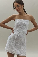 BHLDN 3D Floral Removable Puff-Sleeve Mini Dress