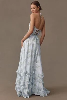 V. Chapman Scarlette Halter Embellished Corset Organza Maxi Dress