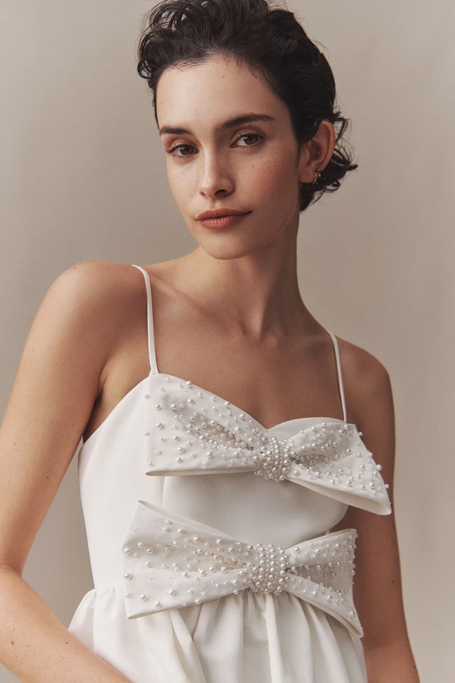 sachin & babi sloane taffeta double-bow pleated mini dress Sachin & Babi Sloane Taffeta Pearl Double-Bow Pleated Mini Dress