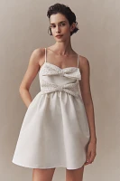 Sachin & Babi Sloane Taffeta Pearl Double-Bow Pleated Mini Dress