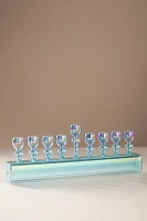 Iridescent Glass Menorah