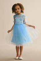 Gió Bespoke Blue Mink Lace Tulle Flower Girl Dress