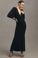 Norma Kamali Dolman V-Neck Fit & Flare Fishtail Gown