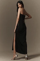 Norma Kamali Strapless Tailored Side-Slit Gown