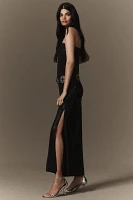 Norma Kamali Strapless Tailored Side-Slit Gown