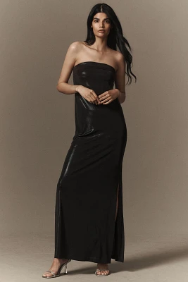 Norma Kamali Strapless Tailored Side-Slit Gown