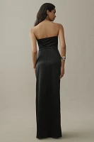 BHLDN Danielle Strapless Side-Slit Stretch Satin Maxi Dress