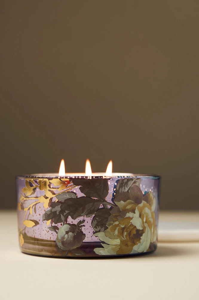 Ada Floral Sueded Rose Glass Candle