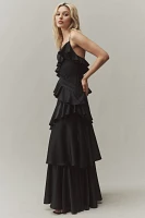 BHLDN Elora Sleeveless V-Neck Ruffle Lace Midi Dress