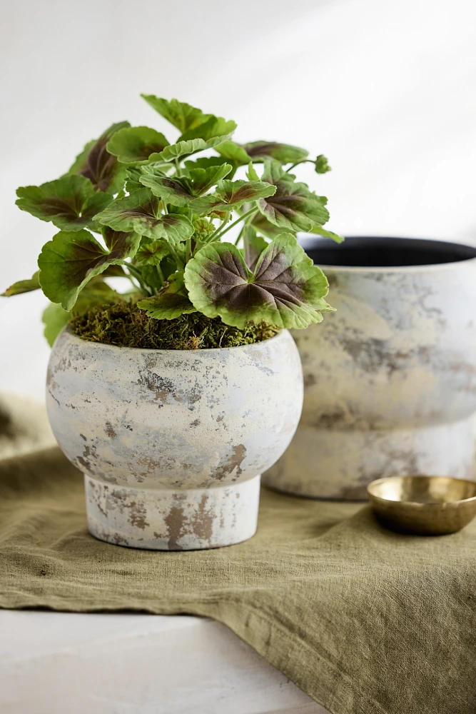 Brushstroke Footed Ceramic Pot