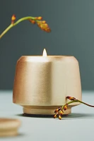 By Anthropologie Woody Ambered Topaz Metal Jar Candle