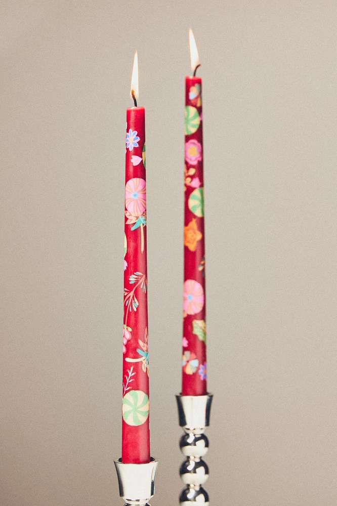 Festive Forest Candle Tapers, Set of 2