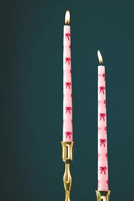 Handpainted Bow Taper Candles, Set of 2