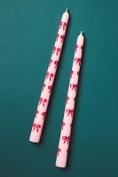 Handpainted Bow Taper Candles, Set of 2