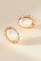 Vintage Pearl Pendant Post Earrings