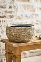 Woven Seagrass + Fiber Taper Bowl Planter