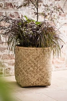 Woven Bamboo + Fiber Square Base Planter