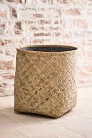 Woven Bamboo + Fiber Square Base Planter