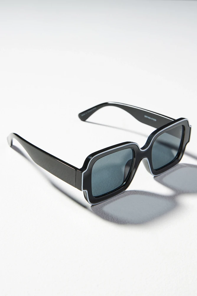 White-Trimmed Square Sunglasses