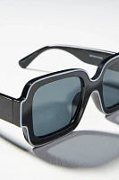 White-Trimmed Square Sunglasses