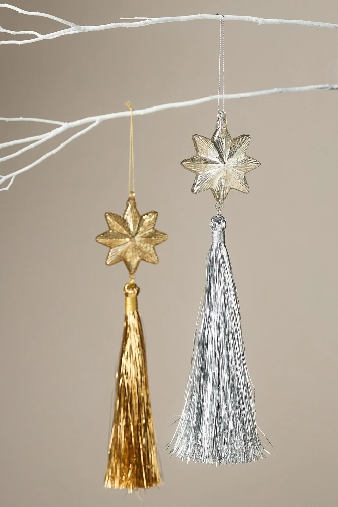 Shooting Star Glass Tinsel Ornament