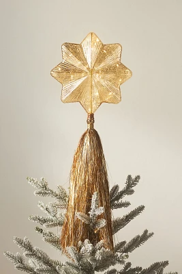 Light-Up Shooting Glass Star Tinsel Tree Topper