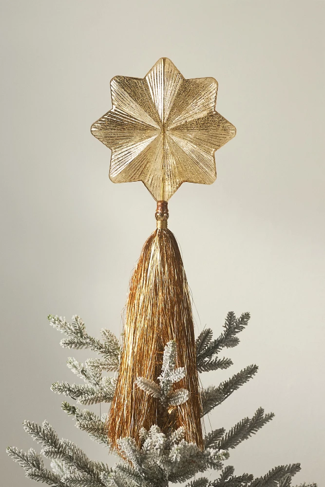 Light-Up Shooting Glass Star Tinsel Tree Topper