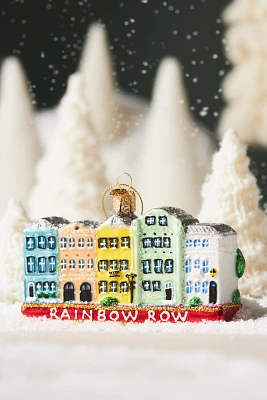 Rainbow Row Glass Ornament