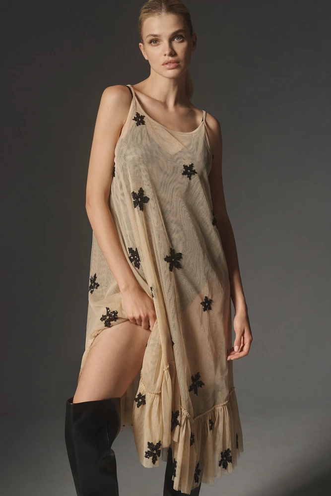 By Anthropologie Sheer Embellished Tunic