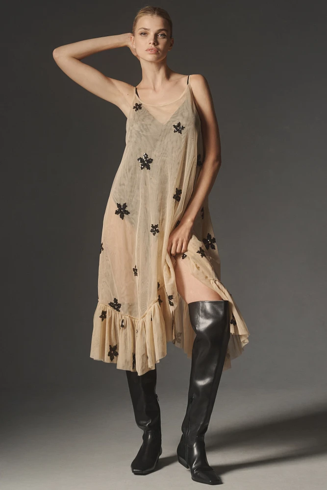 By Anthropologie Sheer Embellished Tunic