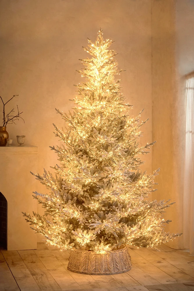 Faux Twinkling Pre-Lit Snowy Norway Spruce, 9'