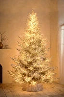 Faux Twinkling Pre-Lit Snowy Norway Spruce, 9'