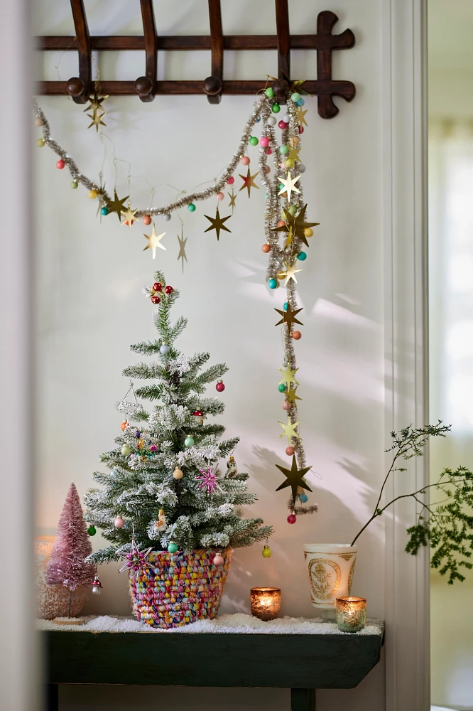 Faux Potted Snowy Fir Tree, 2.5’