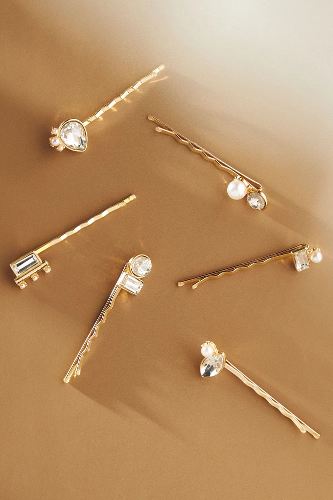 Pearl & Crystal Bobby Pins, Set of 6