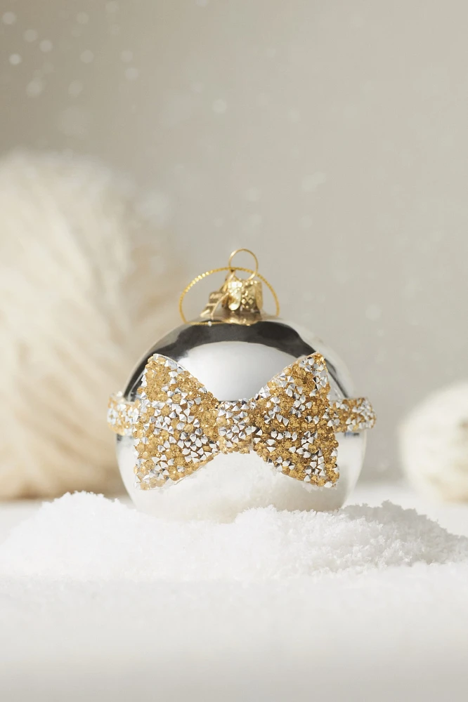 Gold Bow Silver Bauble Ornament