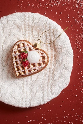 Waffle Heart Glass Ornament 