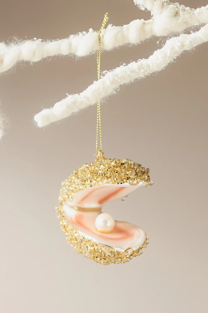 Oyster Shell Glass Ornament 