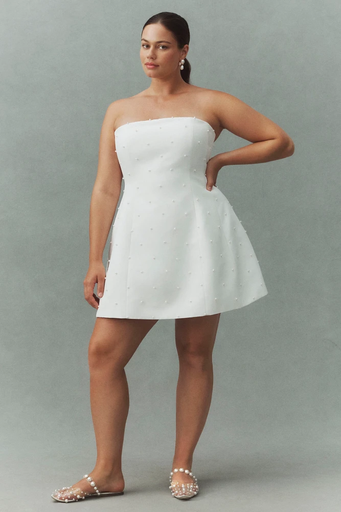 Sachin & Babi Alanna Strapless Pearl-Embellished Mini Dress