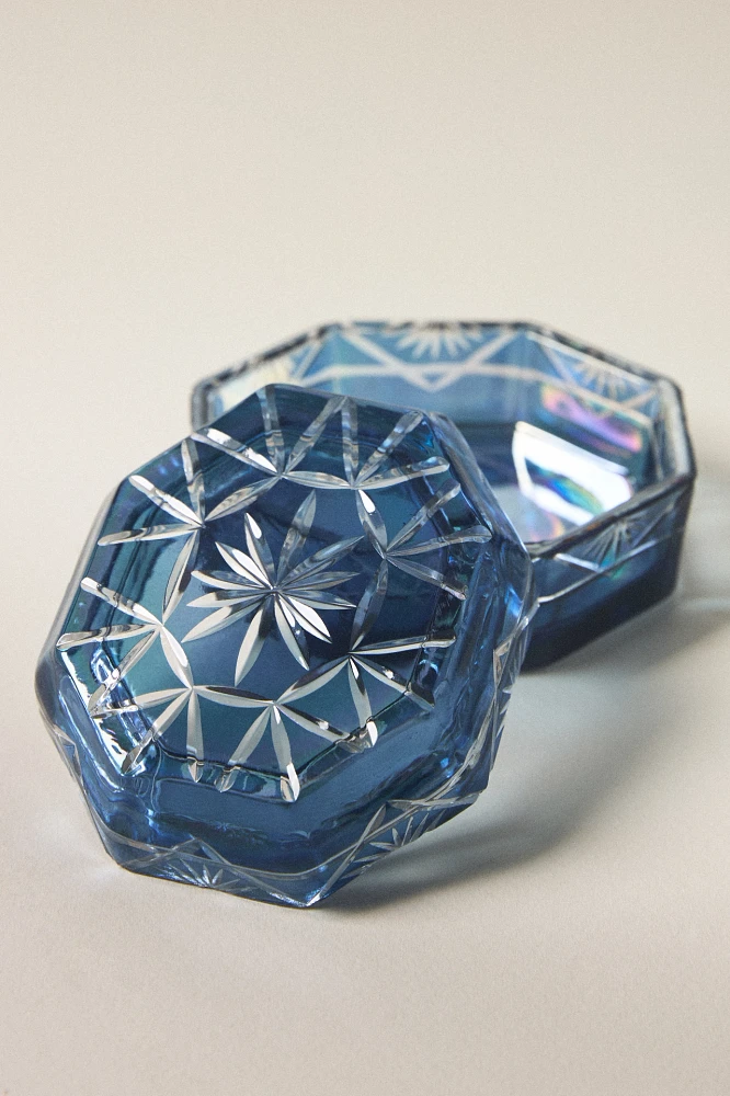 Luna Etched Glass Lidded Trinket Box